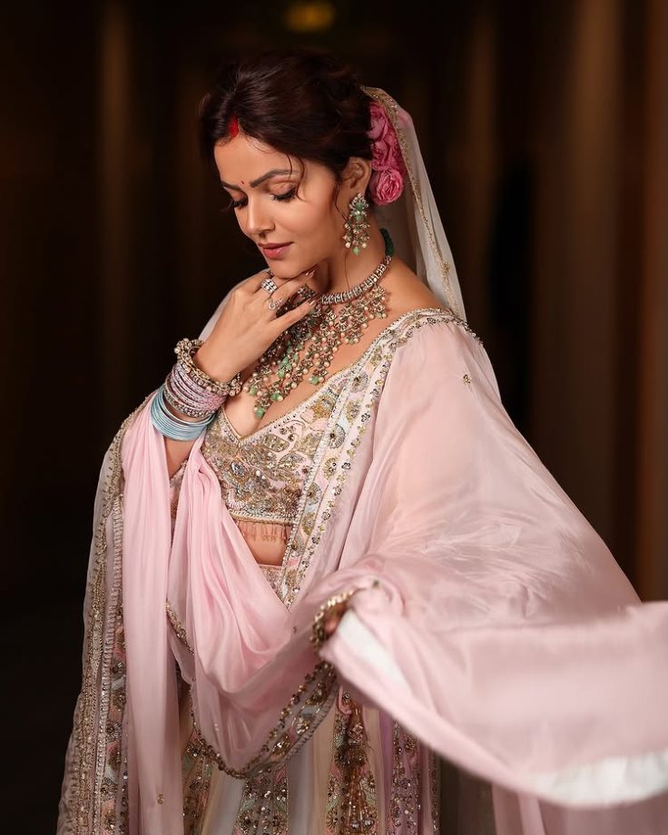 Rubina Dilaik Wears a Floral Pastel Lehenga in her Pastel Poise 964375