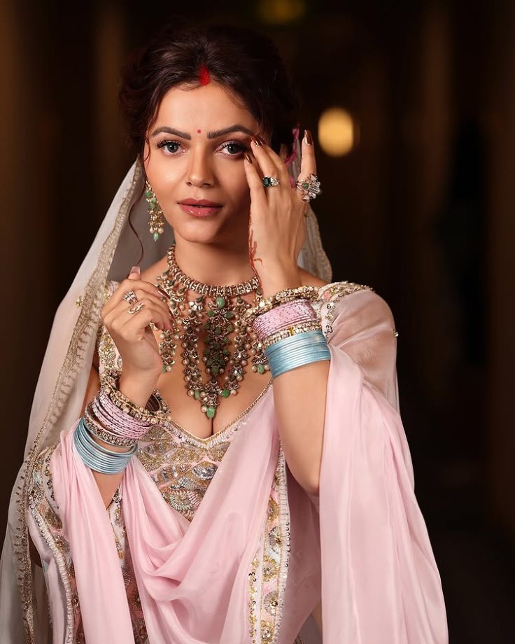 Rubina Dilaik Wears a Floral Pastel Lehenga in her Pastel Poise 964376