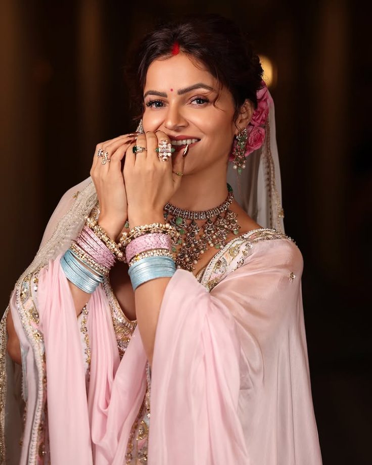 Rubina Dilaik Wears a Floral Pastel Lehenga in her Pastel Poise 964377