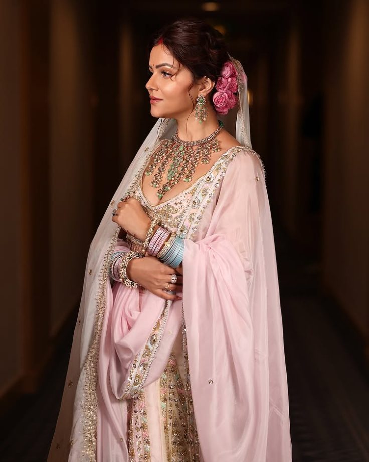 Rubina Dilaik Wears a Floral Pastel Lehenga in her Pastel Poise 964371