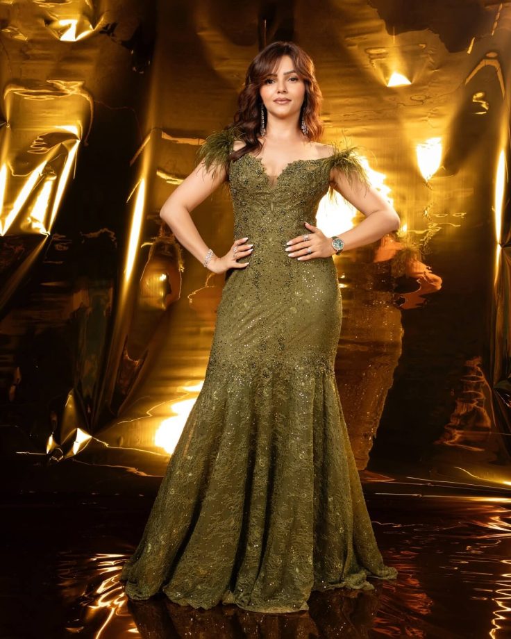 Rubina Dilaik's Olive Green Elegance Turns Heads in Feathered Perfection 960461
