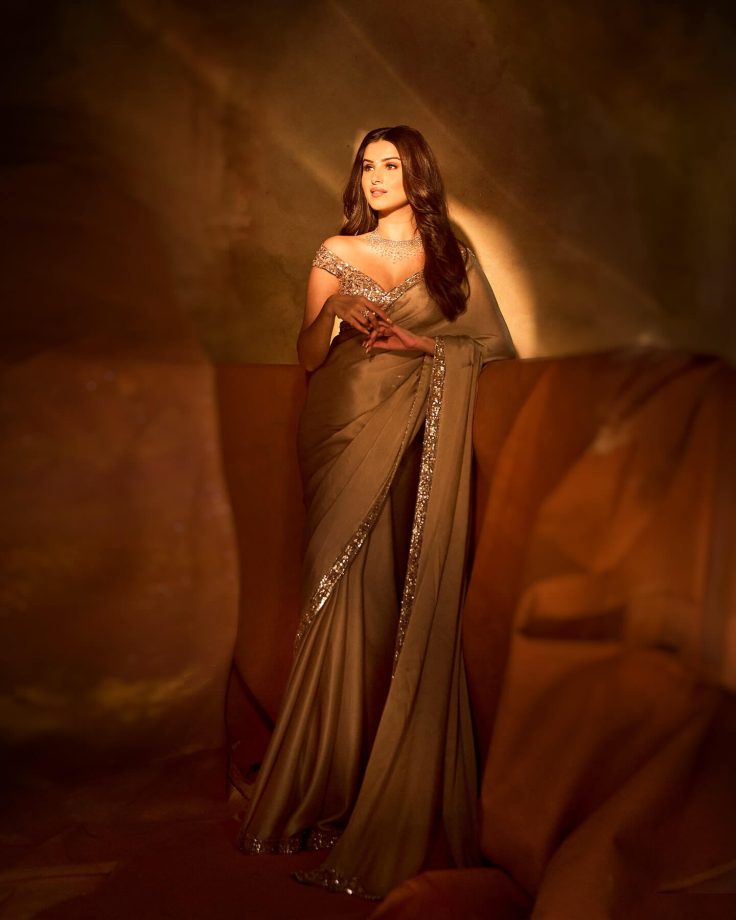 Tara Sutaria Oozes Glamour in Deep-Neckline, Off-Shoulder Sequin Blouse 963238