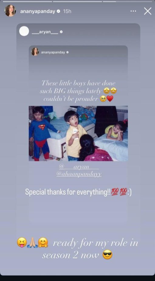 Ananya Panday Celebrates Aryan Khan and Ahaan Panday’s Recent Successes on Instagram 969365