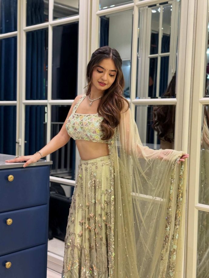 Anushka Sen Shines in Festive Elegance with Pastel Lehenga Choli for Navratri 969641