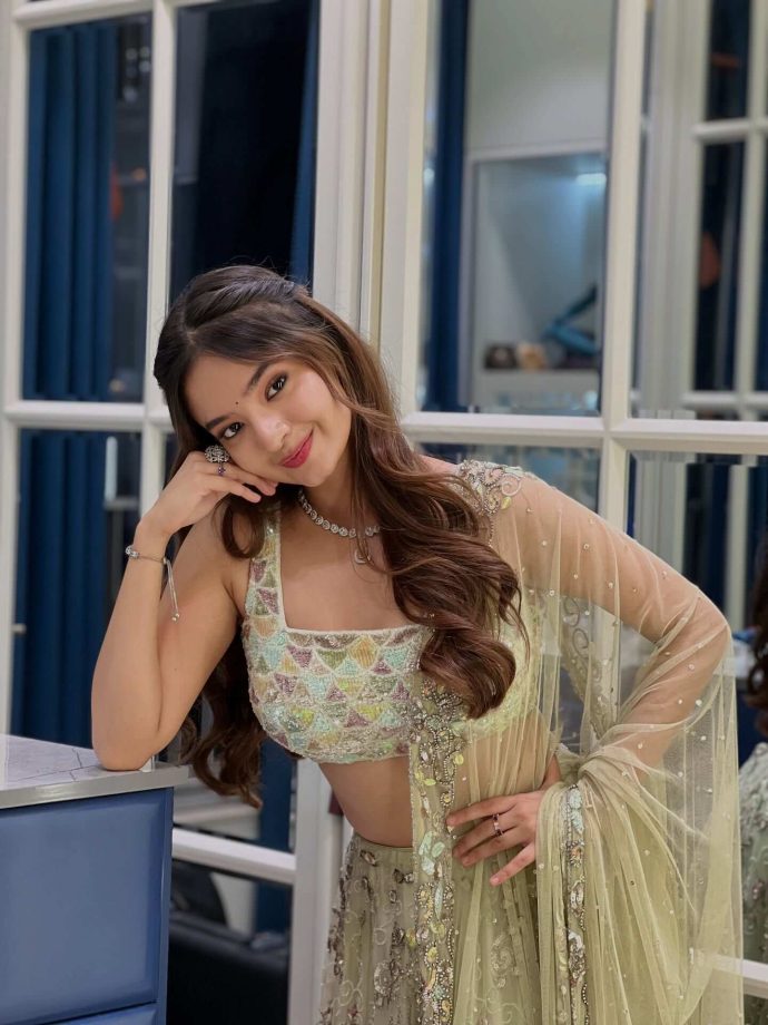 Anushka Sen Shines in Festive Elegance with Pastel Lehenga Choli for Navratri 969640