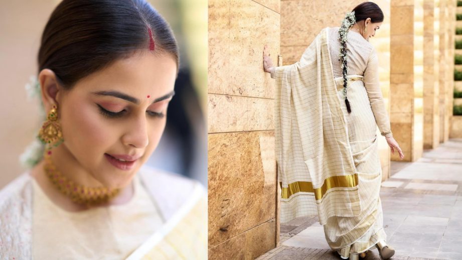 Genelia Deshmukh Radiates Grace in Kerala Kasavu Saree for Navratri Celebrations 970112