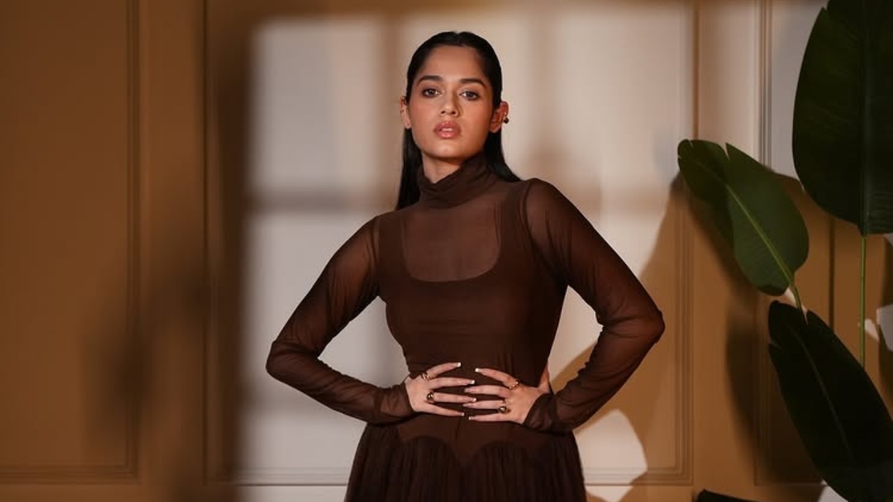 Jannat Zubair Shines in Espresso Elegance Floor-Length Sheer Gown 969379