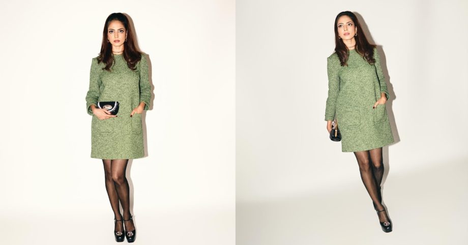 Malavika Mohanan Exudes Retro Glam in Gucci Green Mini Dress 970024