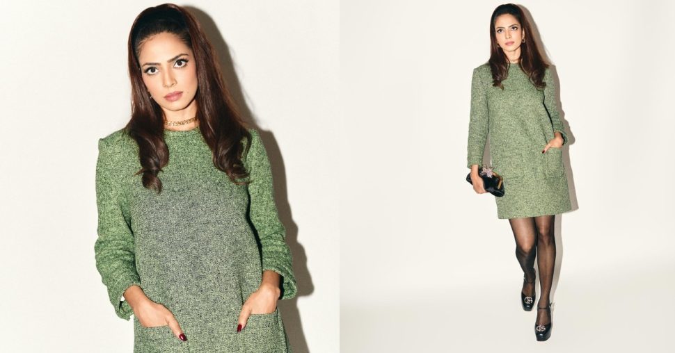 Malavika Mohanan Exudes Retro Glam in Gucci Green Mini Dress 970026