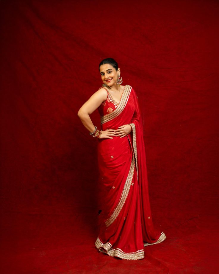 Navratri Day 2: Vidya Balan Dazzles in Red Saree Look 969550