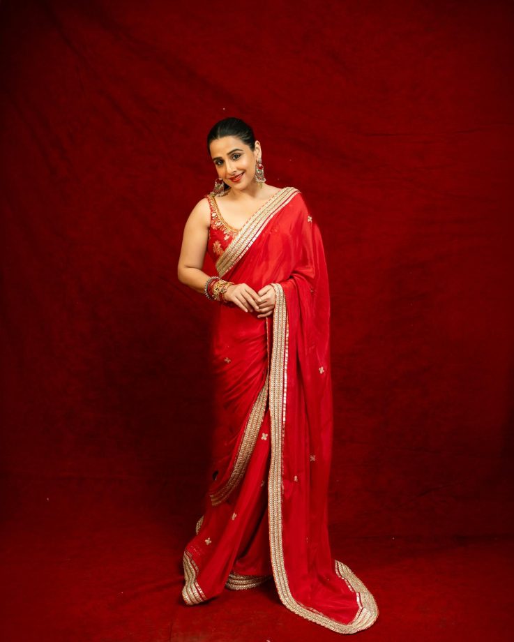 Navratri Day 2: Vidya Balan Dazzles in Red Saree Look 969551