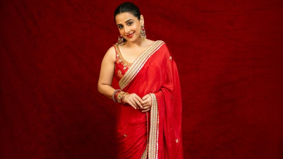 Navratri Day 2: Vidya Balan Dazzles in Red Saree Look 969547