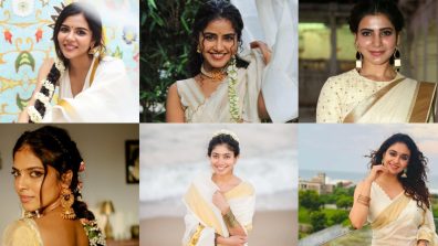 South Indian Stars in Kasavu Sarees for Onam 2025