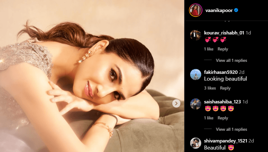 Vaani Kapoor Style Statement in Designer Shimmery Saree 969748