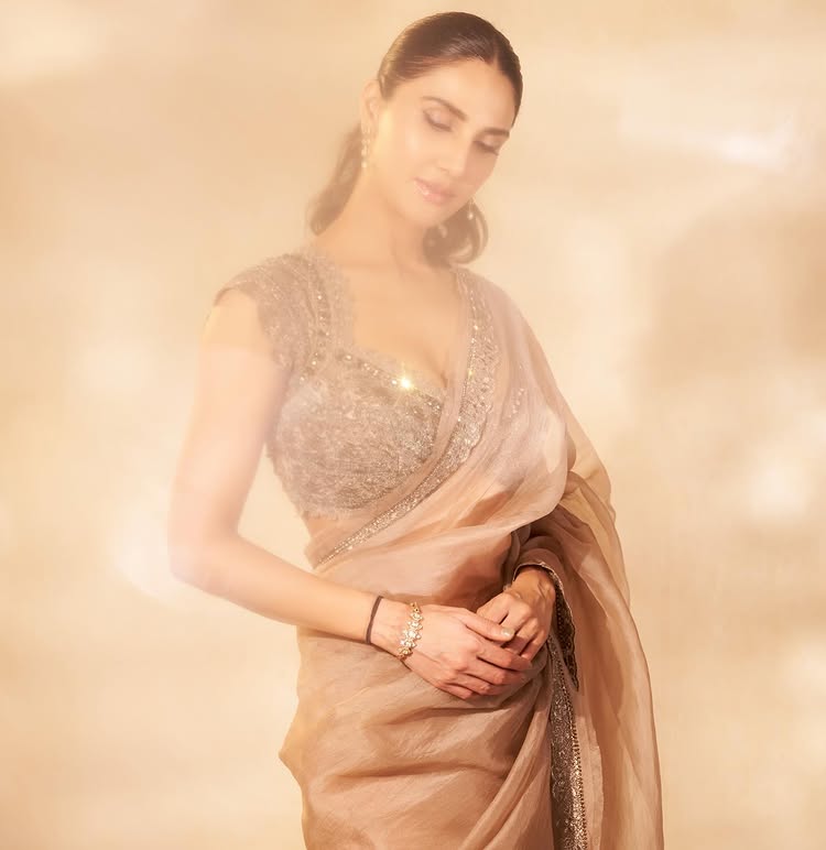 Vaani Kapoor Style Statement in Designer Shimmery Saree 969743