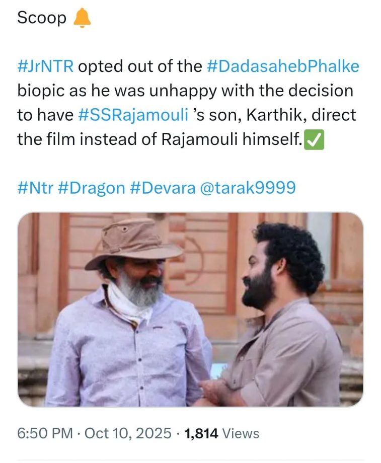 Jr NTR Opts Out Of Dadasaheb Phalke Project Citing Creative Reasons [Reports] 972101