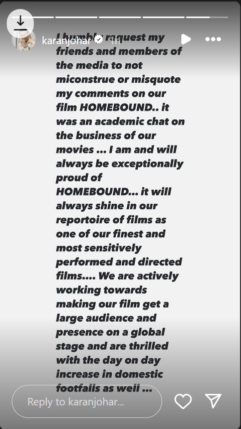 Karan Johar Breaks Silence On Homebound Remark, Urges Media Not To 'Misconstrue' His Comments 971992