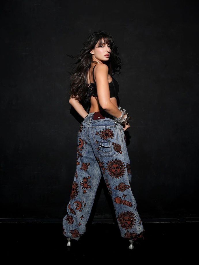 Nora Fatehi Channels Street‑Chic in Cosmic Denim & Leather 973044