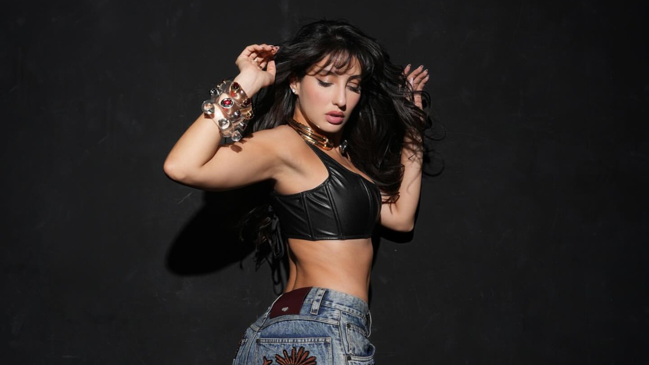Nora Fatehi Channels Street‑Chic in Cosmic Denim & Leather 973039