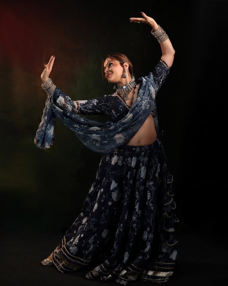 Rubina Dilaik Stuns in a Blue Lehenga Cord Set with Boho Charm 971217