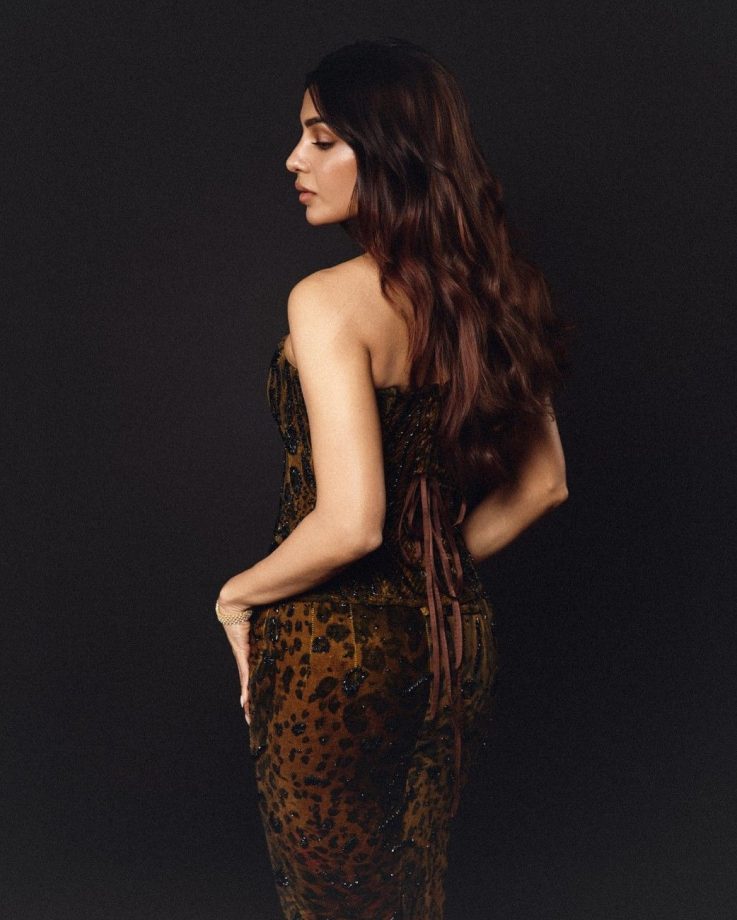 Samantha Ruth Prabhu Stuns in Brown Shimmer Corset Dress 973751