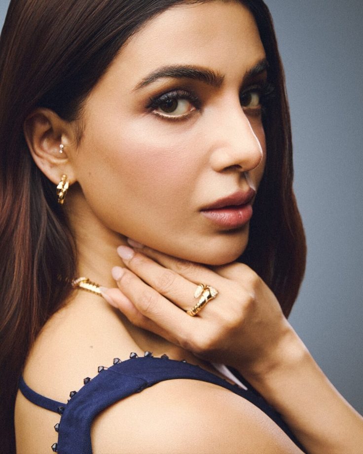 Samantha Ruth Prabhu's Mesmerizing look in Midnight Blue Daring Cut-out Gown 970964