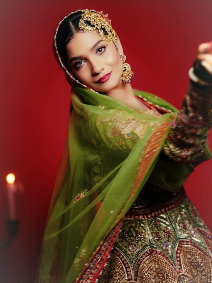 Ankita Lokhande Channels Regal Grandeur in Green and Gold 976241