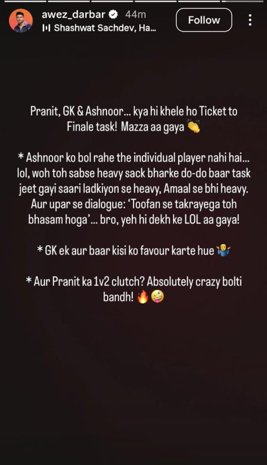 Awez Darbar Applauds Gaurav, Pranit, And Ashnoor In Bigg Boss 19, Takes A Dig At Amaal 977782