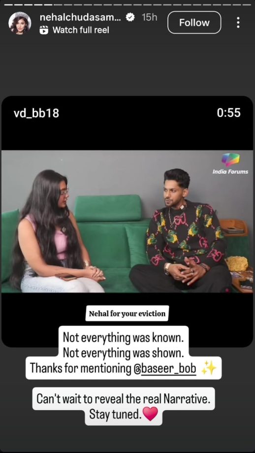 Bigg Boss 19's Nehal Chudasama Appreciates Baseer Ali's Clarity On Game Rumors, Promises To Tell Real Narrative 975221