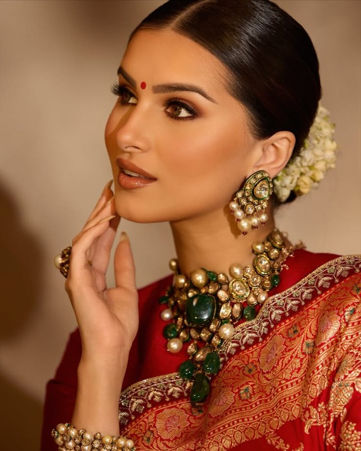 Tara Sutaria in Timeless Red Banarasi Saree 975500