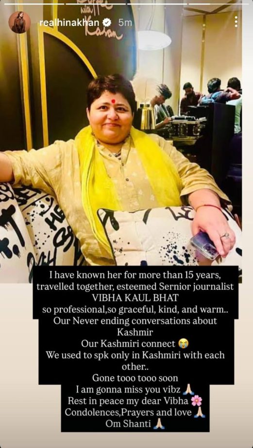 YRKKH Fame Hina Khan Remembers Vibha Kaul Bhatt: Recalls Having A Never-Ending Conversation With Her 977568