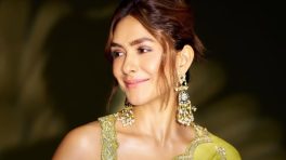 Mrunal Thakur in a Lime-Green Saree