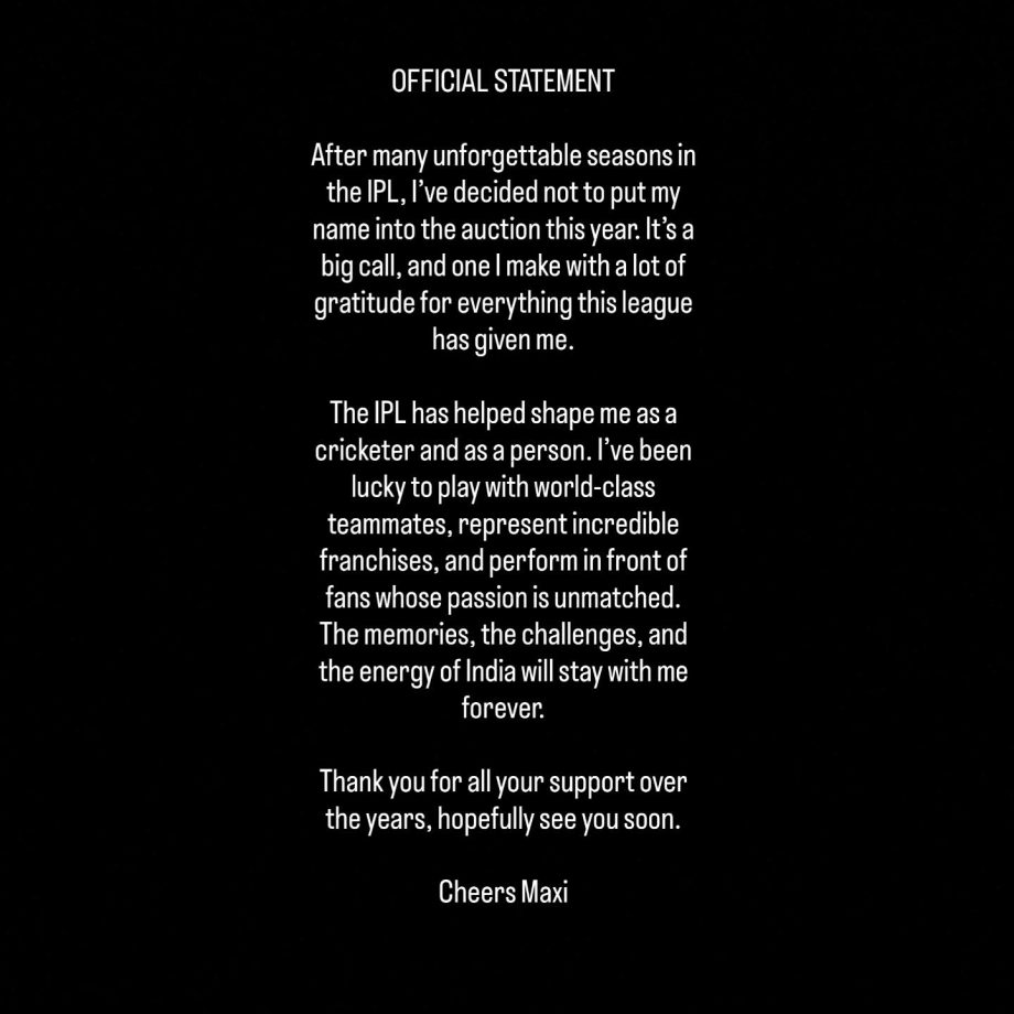 Glenn Maxwell Steps Away from IPL Auction 978304