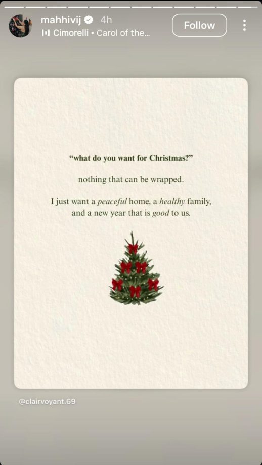 Seher Hone Ko Hai's Mahhi Vij Wishes Peace & Family This Christmas Amid Divorce Buzz With Jay Bhanushali 980744