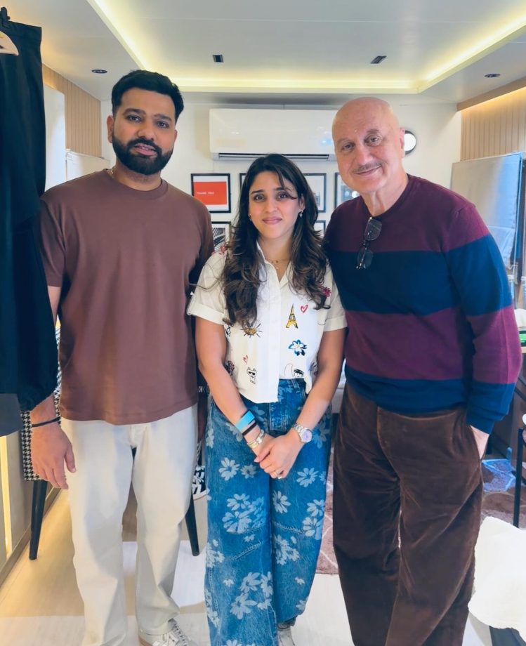 Anupam Kher Shares Special Moment With Rohit Sharma and Ritika Sajdeh After Accidental Meeting 984863