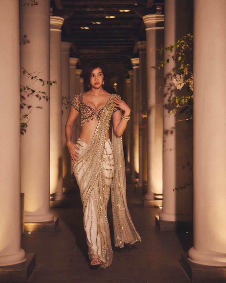 Disha Patani Defines Her Curves In Divine White Saree, Her Bejeweled Bold Blouse Steals Attention 984423