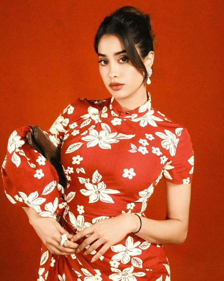 Janhvi Kapoor Looks Fresh and Stylish in a Red-and-White Mini Dress 983777
