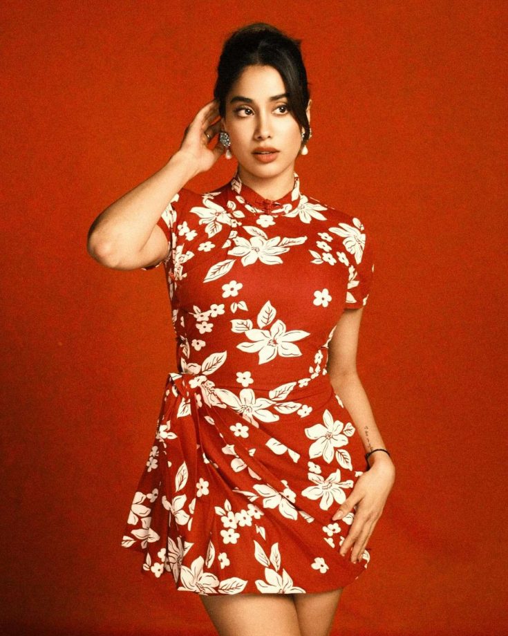 Janhvi Kapoor Looks Fresh and Stylish in a Red-and-White Mini Dress 983769