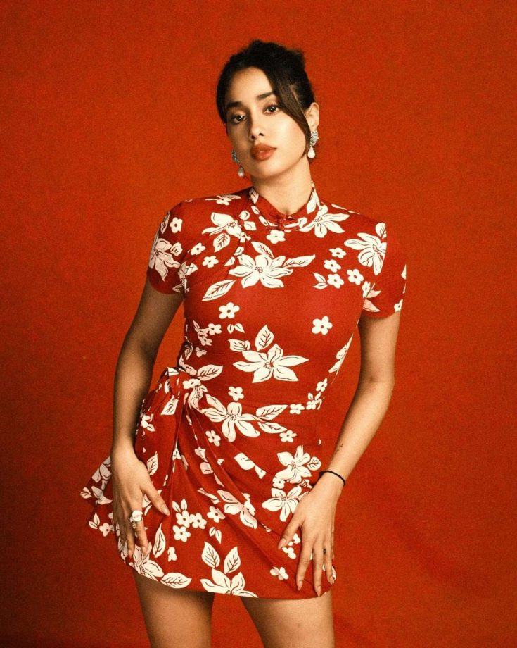 Janhvi Kapoor Looks Fresh and Stylish in a Red-and-White Mini Dress 983773