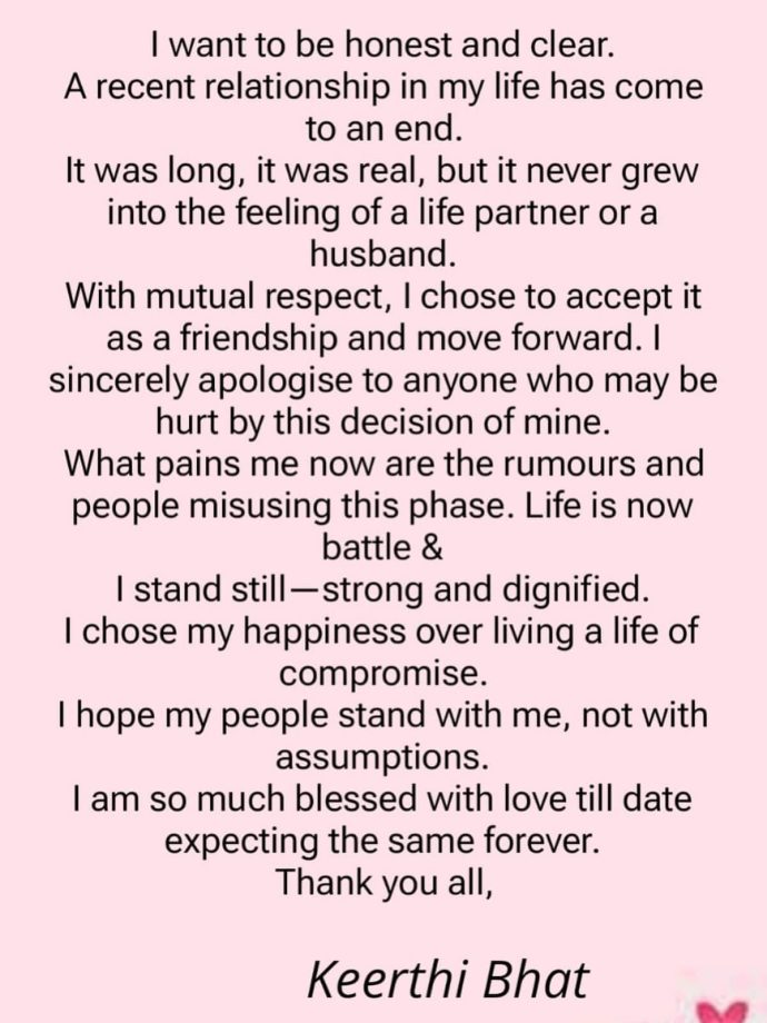 Karthika Deepam Actress Keerthi Bhat Confirms Breakup With Fiancé Vijay Karthik Thota 985331