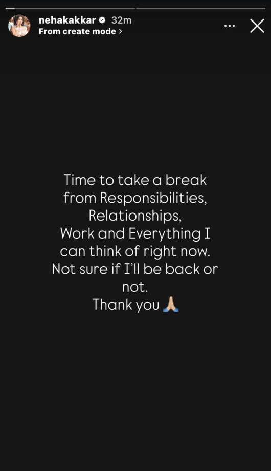 Neha Kakkar Announces Indefinite Break From Public Life 983961
