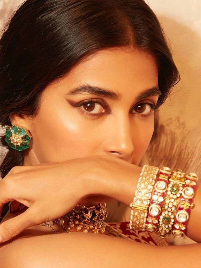 Pooja Hegde Brings Timeless Elegance in a Rich Red Anita Dongre Ensemble 983804
