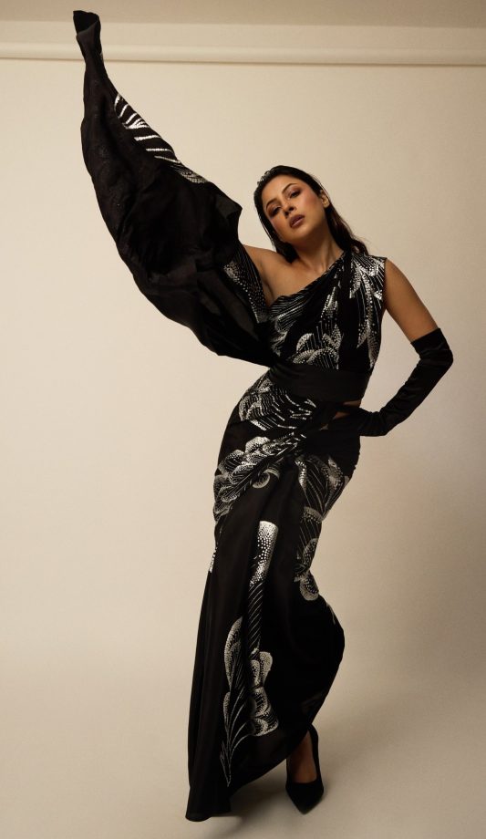 Shehnaaz Gill Serves Modern Glamour in a Black Saree-Style Gown 983723