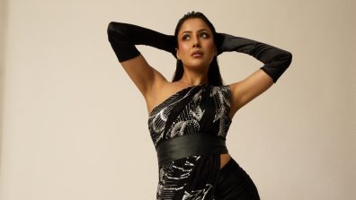 Shehnaaz Gill Serves Modern Glamour in a Black Saree-Style Gown