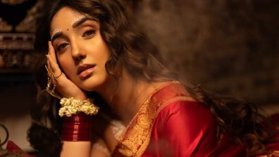 Ashnoor Kaur Turns Goddess in Red Saree with Bold Traditional Styling