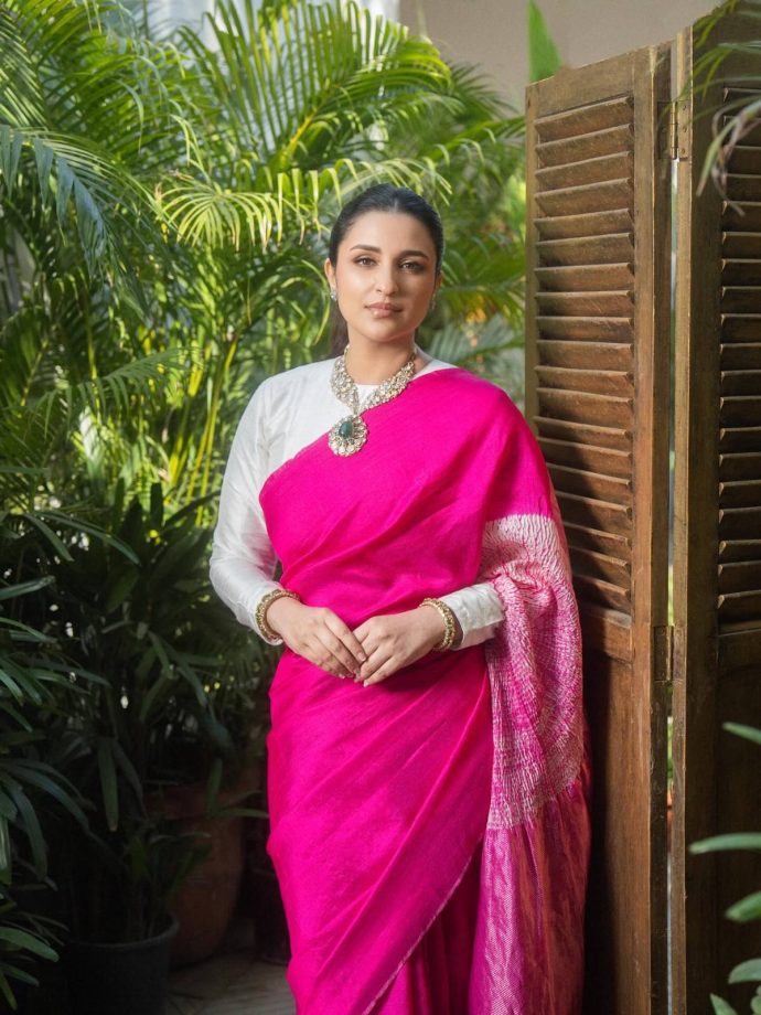 Parineeti Chopra Turns Heads in Rani Pink Saree Worth ₹29,500 986723