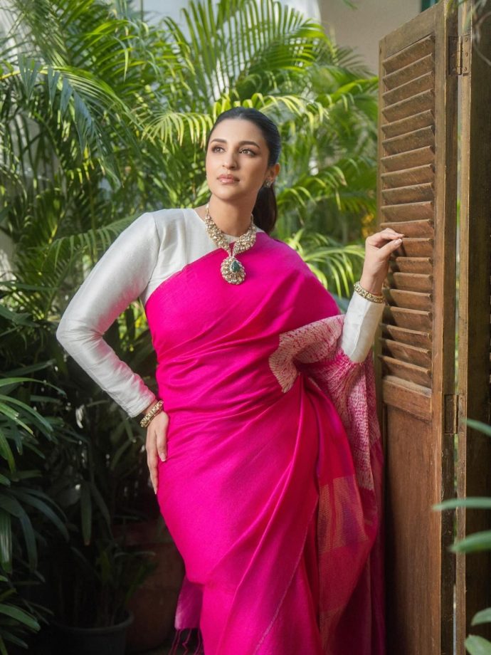 Parineeti Chopra Turns Heads in Rani Pink Saree Worth ₹29,500 986726