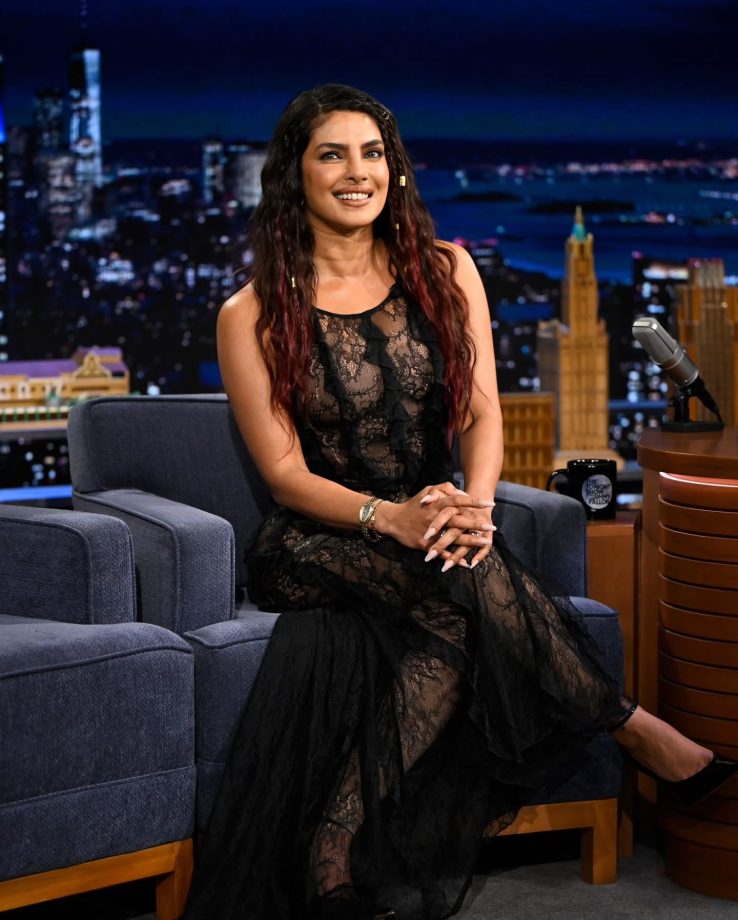 Priyanka Chopra Jonas Turns Heads In A Sheer Black Lace Dress On The Tonight Show While Promoting The Bluff 988850