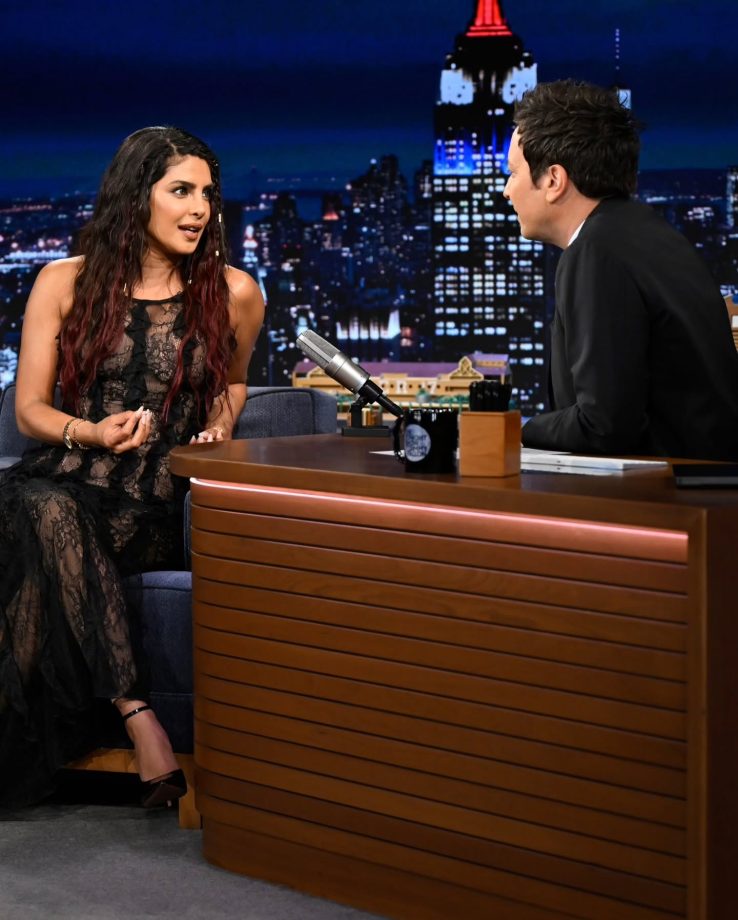 Priyanka Chopra Jonas Turns Heads In A Sheer Black Lace Dress On The Tonight Show While Promoting The Bluff 988851