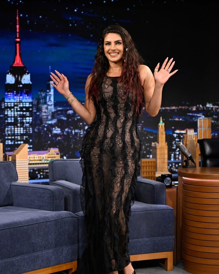 Priyanka Chopra Jonas Turns Heads In A Sheer Black Lace Dress On The Tonight Show While Promoting The Bluff 988852